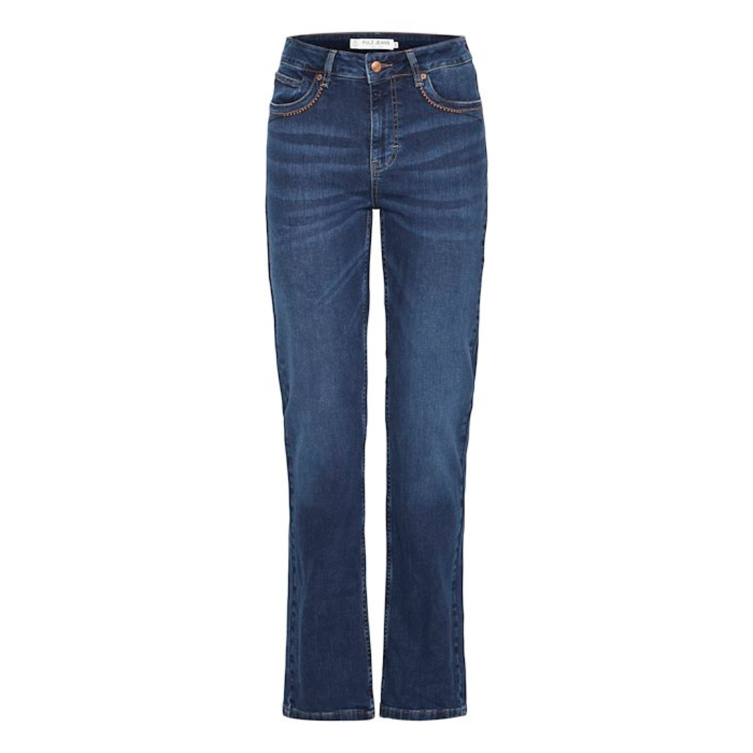 PULZ - JEANS - ELLE STRAIGHT 50208008 - DARK BLUE DENIM