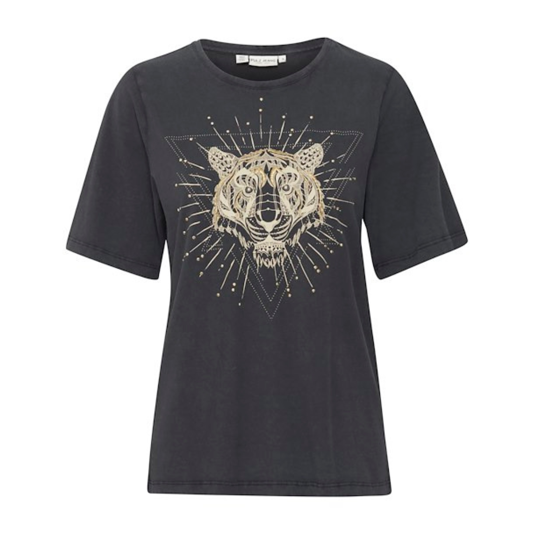 PULZ - T-SHIRT - ELONA TIGER 50208310 - BLACK BEAUTY