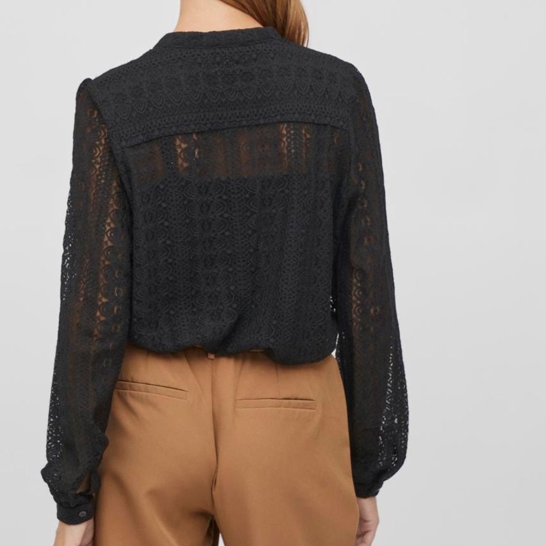 VILA - SKJORTE - CHIKKA LACE 14082977 - SORT