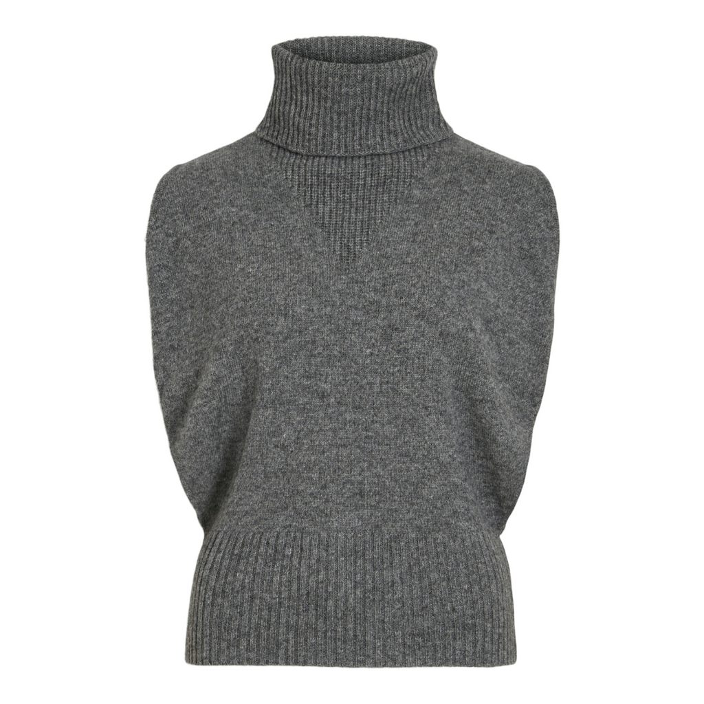VILA ROUGE - STRIKVEST - CLEO 14098109 - MEDIUM GREY MELANGE