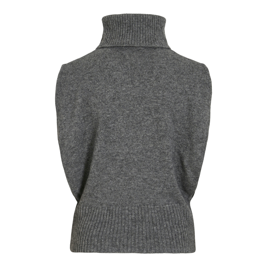 VILA ROUGE - STRIKVEST - CLEO 14098109 - MEDIUM GREY MELANGE