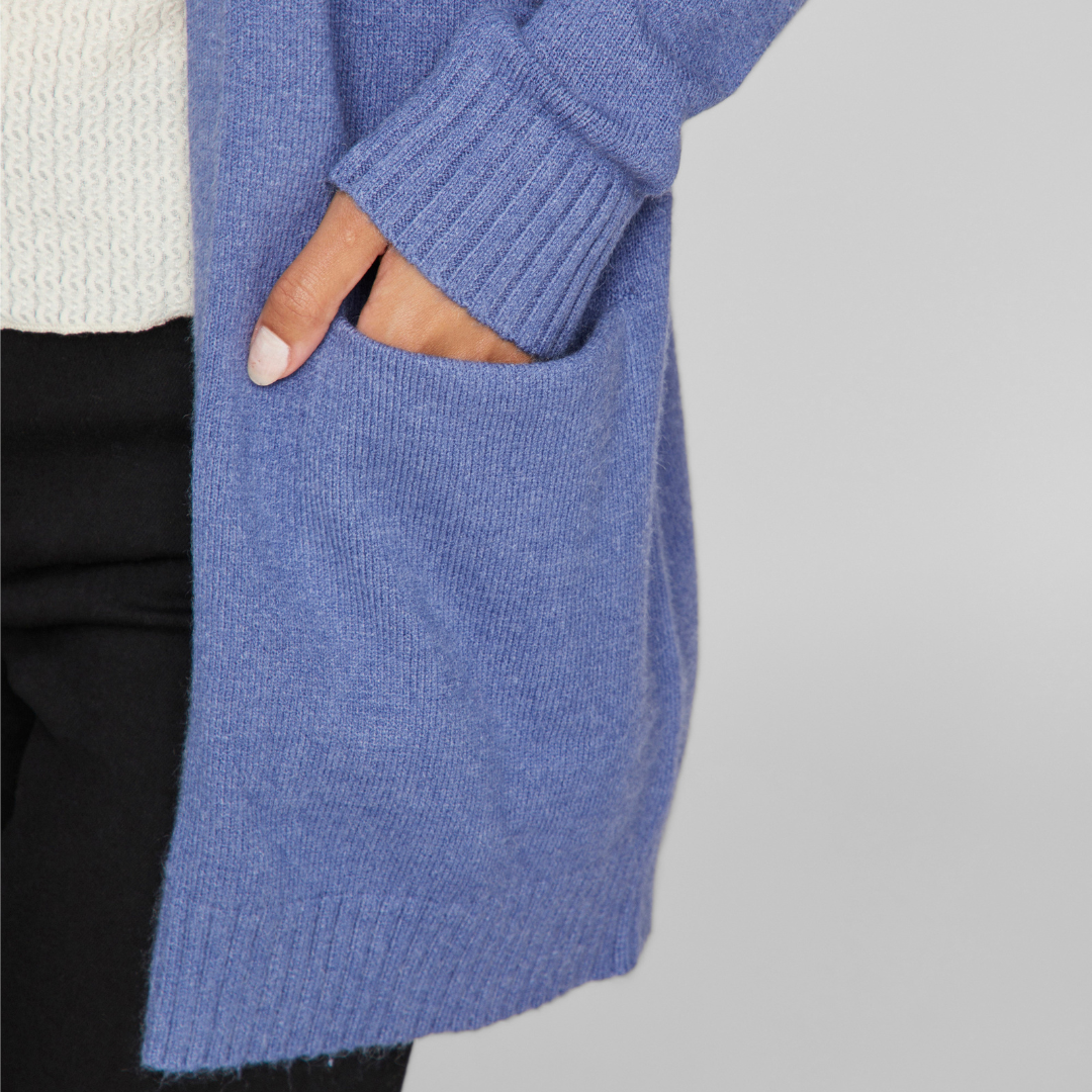 VILA - CARDIGAN - RIL 14044041 - BIJOU BLUE/DARK MELANGE
