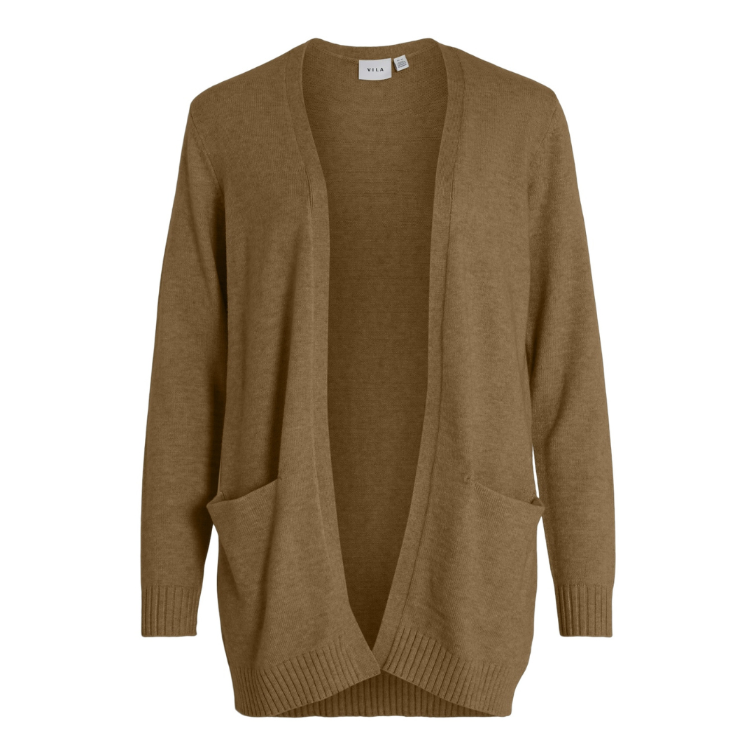VILA - CARDIGAN - RIL 14044041 - RUBBER DARK MELANGE