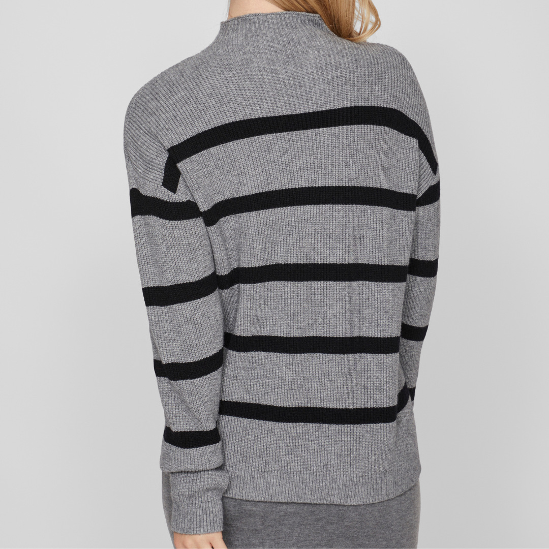 VILA - STRIK - RIL MOCK NECK 14091615 - MEDIUM GREY MELANGE/BLACK