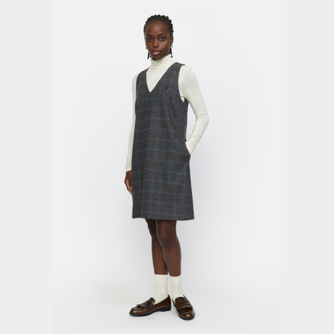 SOFT REBELS - SPENCERKJOLE - ANNIE SR524-730 - CHECKED GREY MELANGE