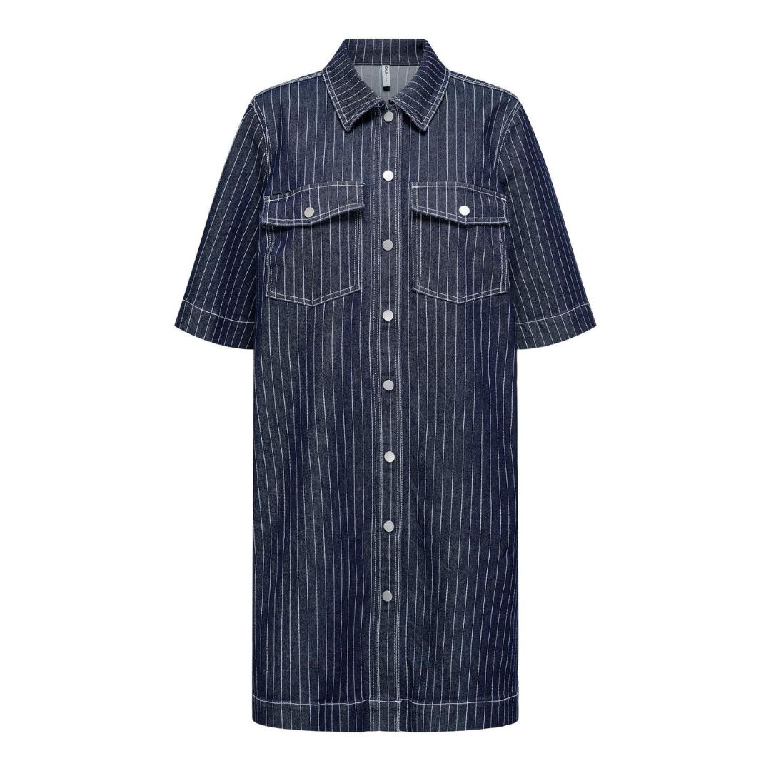 ONLY - DENIMKJOLE - BELLE 15347092 - DARK BLUE STRIPE
