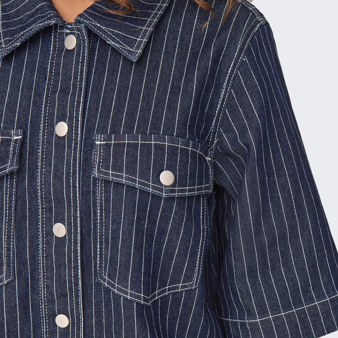 ONLY - DENIMKJOLE - BELLE 15347092 - DARK BLUE STRIPE