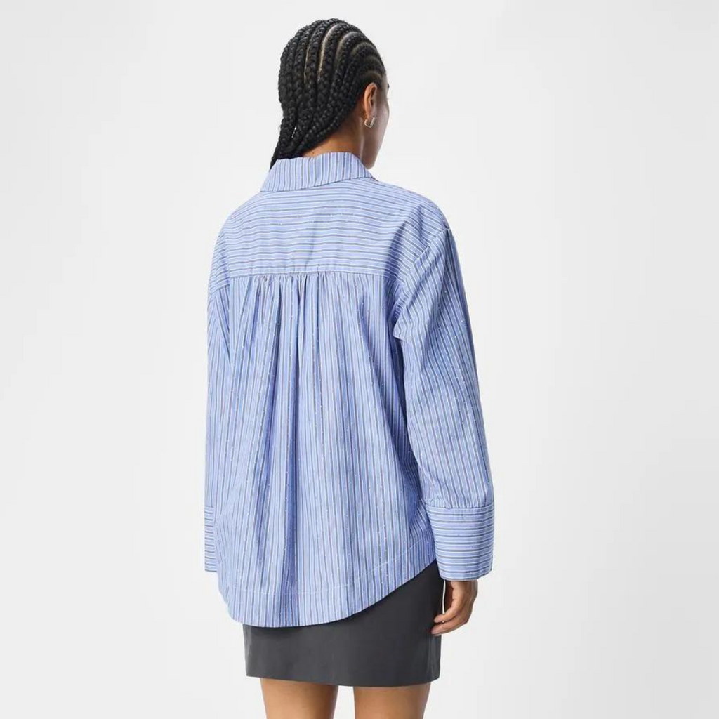 OBJECT - SKJORTE - ROSA GLITTER 23046566 - RIVERSIDE DETAIL STRIPES/SILVER STUDS