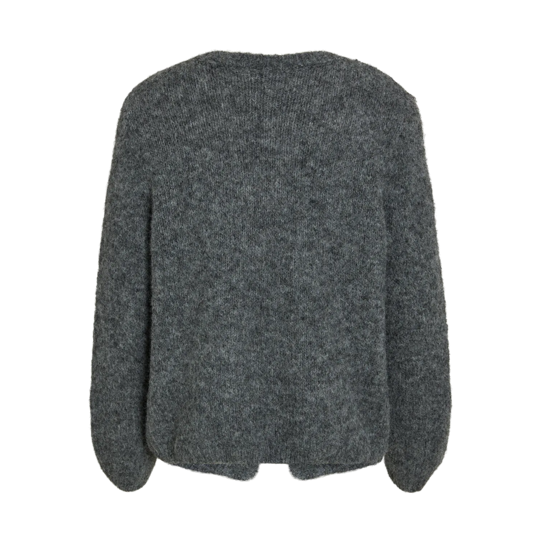 VILA - CARDIGAN - BOWS 14103180 - MEDIUM GREY MELANGE