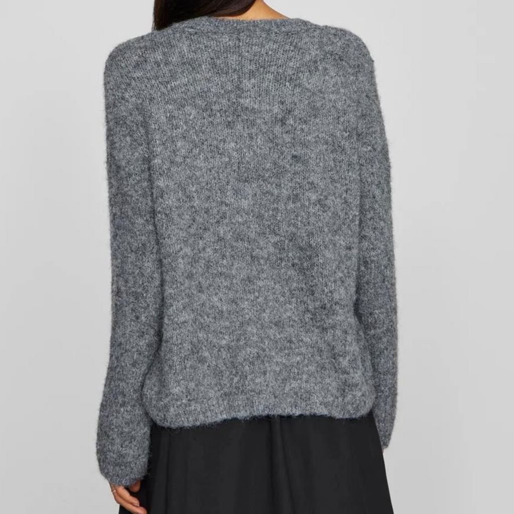 VILA - CARDIGAN - BOWS 14103180 - MEDIUM GREY MELANGE