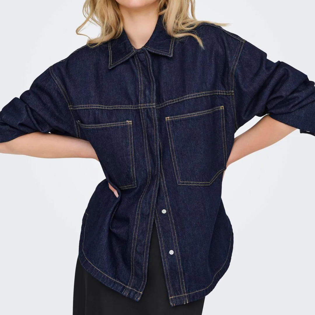 ONLY - SKJORTE - EMMIE 15337147 - DARK BLUE DENIM