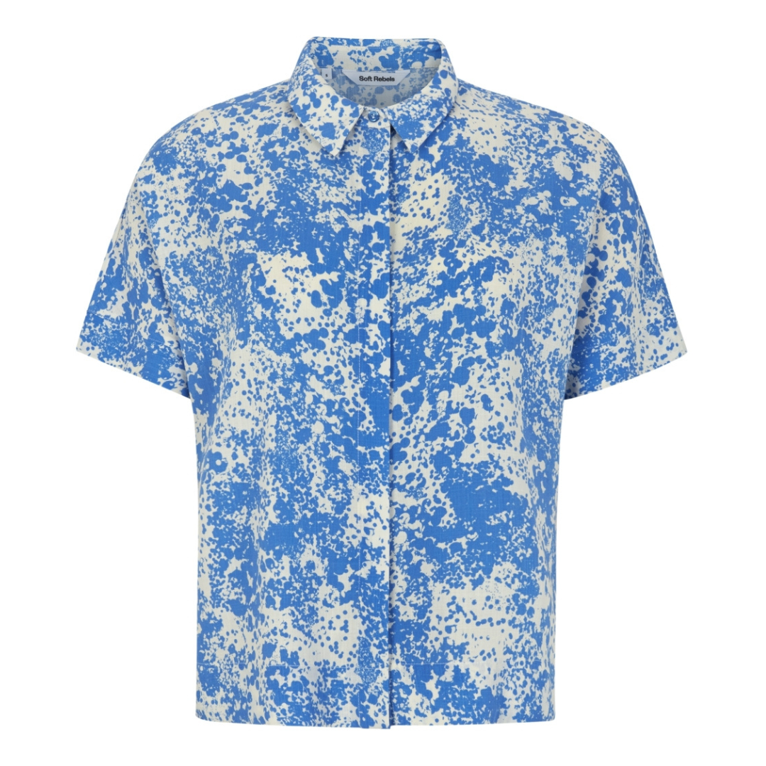 SOFT REBELS - SKJORTE - ELEANOR FREEDOM SR125-702 - MICROSCOPE PRINT ULTRAMARINE