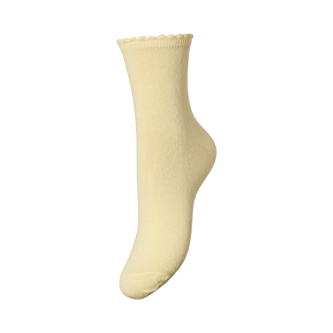 PIECES - STRØMPE - SEBBY 17078534 - PALE BANANA TONED LUREX