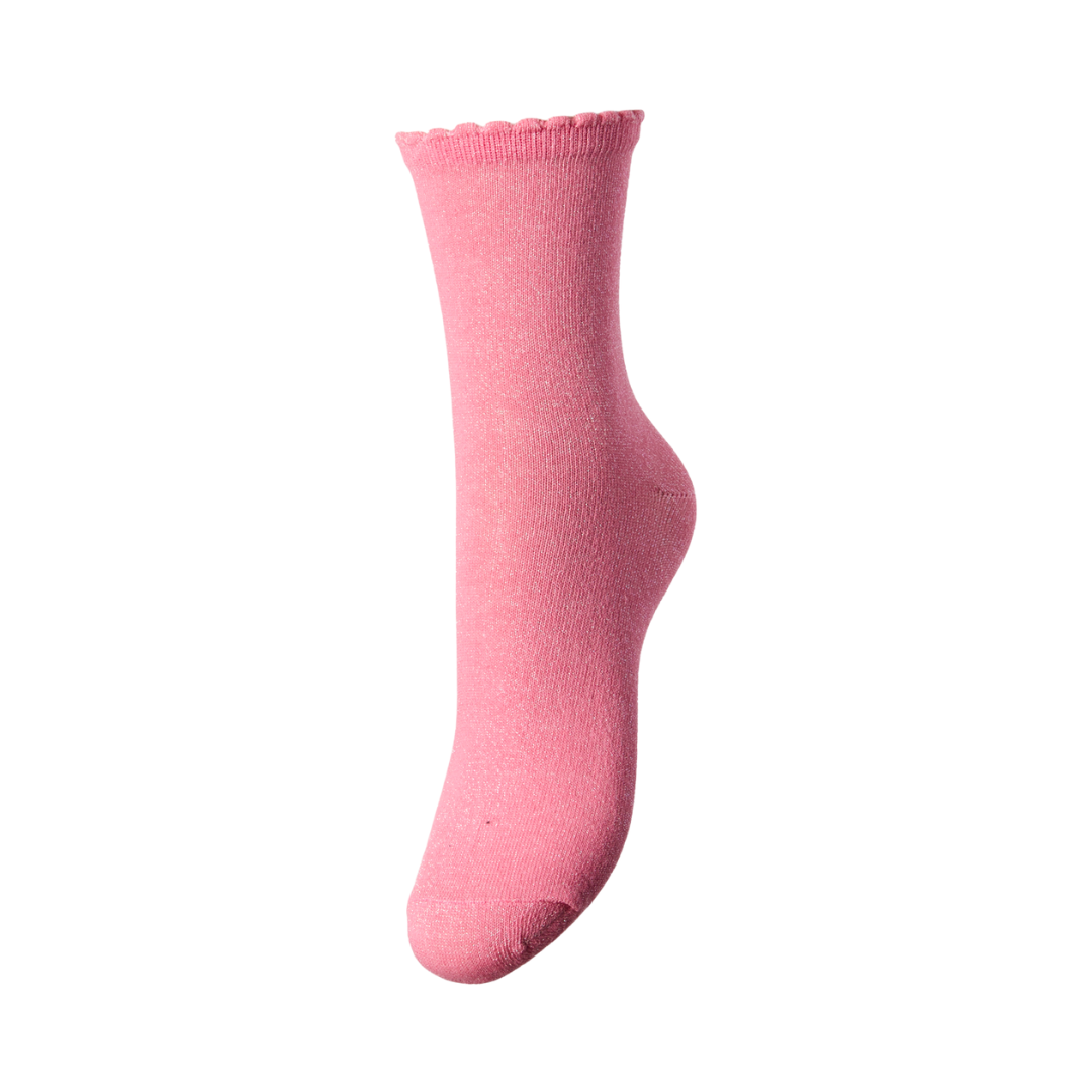 PIECES - STRØMPE - SEBBY 17078534 - PINK LEMONADE TONED LUREX
