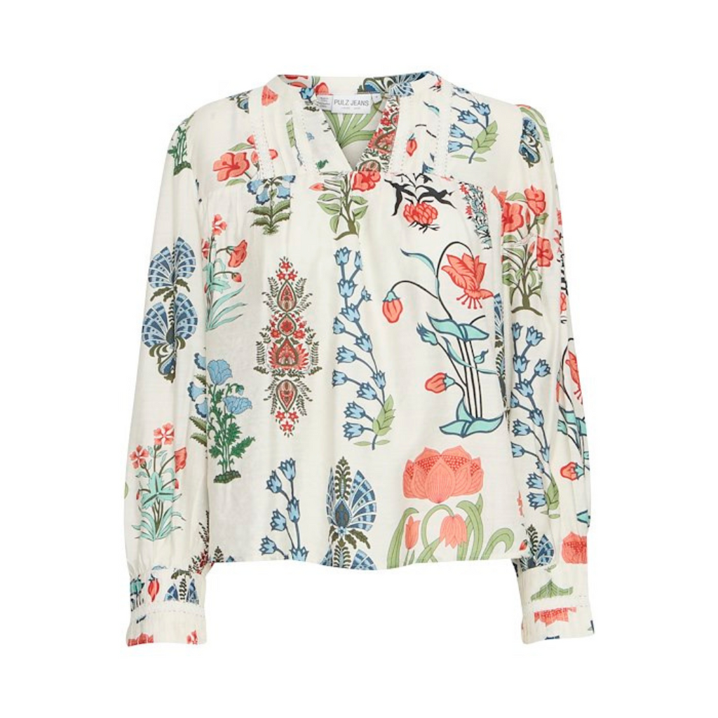PULZ - BLUSE - DORTE 50208949 - ANTIQUE WHITE PRINTED