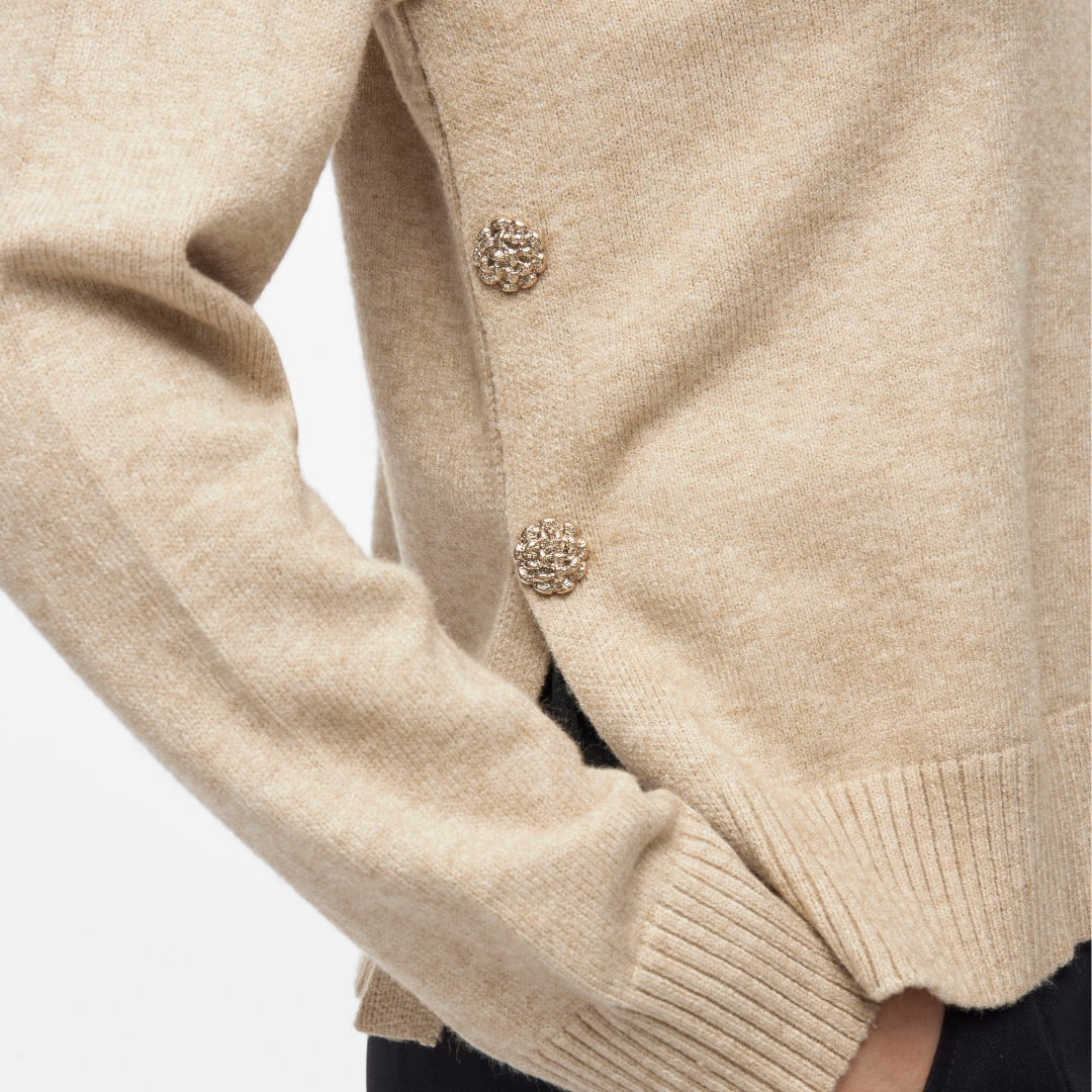 VILA - STRIK - RIL BUTTON 14104631 - NATURAL MELANGE