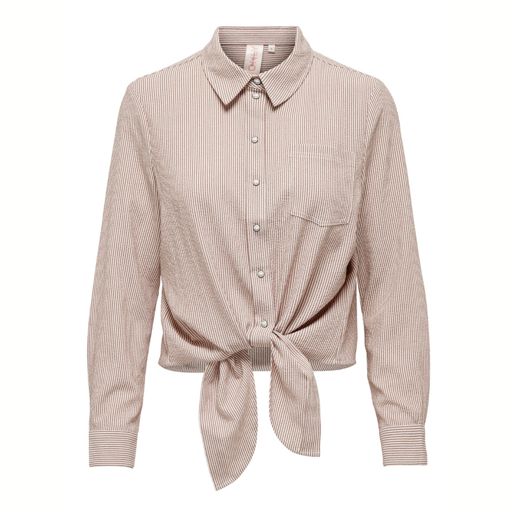 ONLY - SKJORTE - LECEY KNOT 15195910 - TOATED COCONUT/CLOUD DANCER