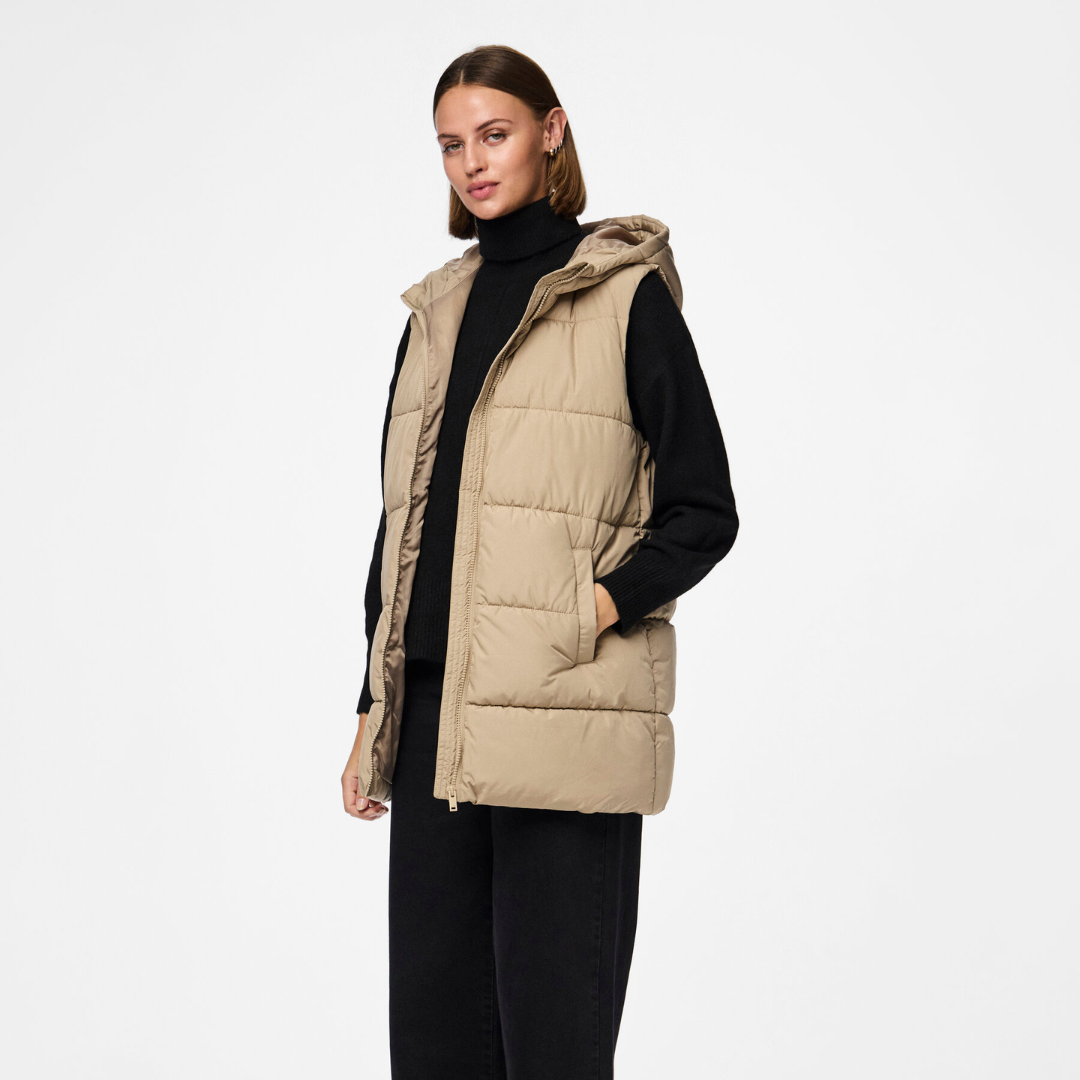 PIECES - VEST - BEE 17115628 - SILVER MINK