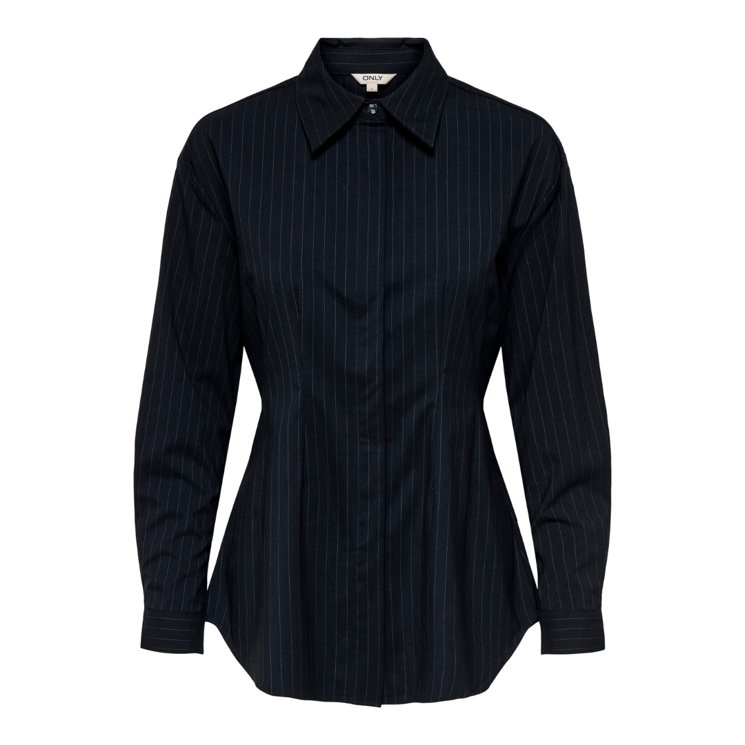 ONLY - SKJORTE - EDA FITTED 15344223 - BLACK W. WHITE PINSTRIPE