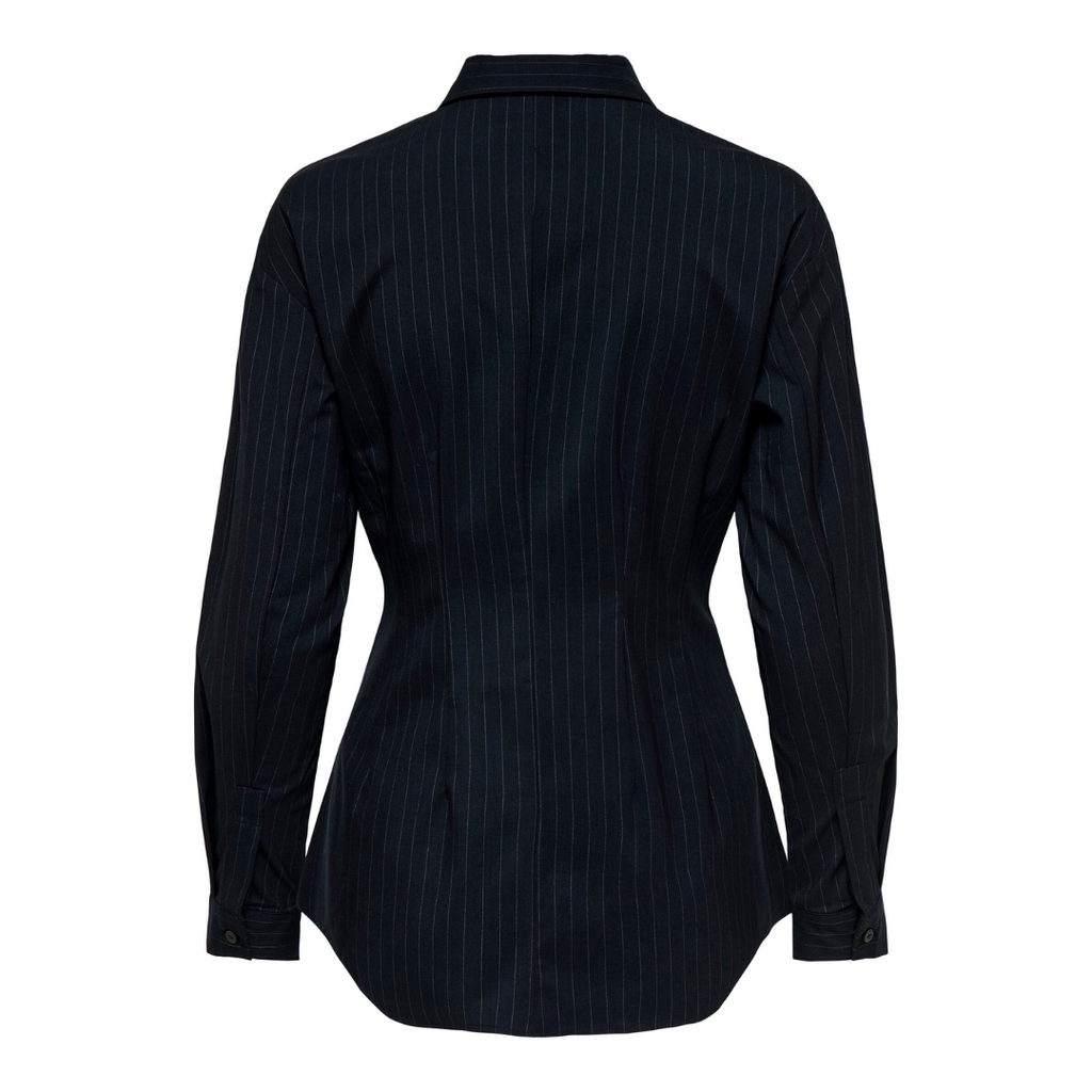 ONLY - SKJORTE - EDA FITTED 15344223 - BLACK W. WHITE PINSTRIPE