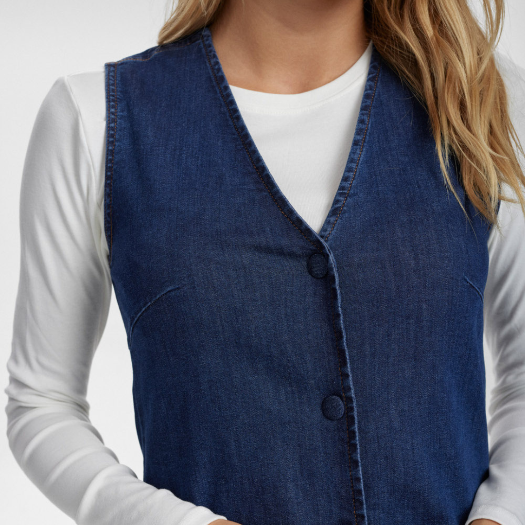 NÜMPH - DENIMKJOLE - AMBER 705206 - DARK BLUE DENIM