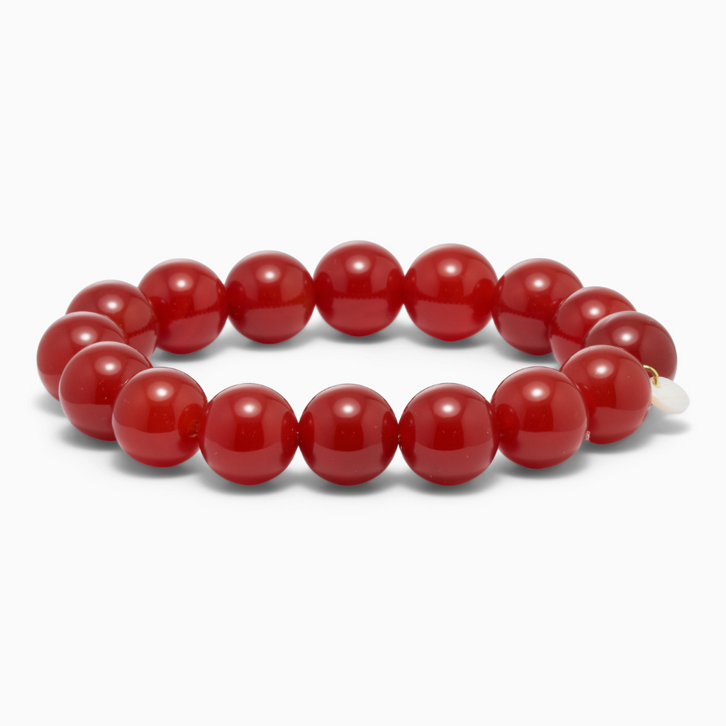 SOÏ - KRYSTAL ARMBÅND - CHUNKY RØD JADE 12 MM.