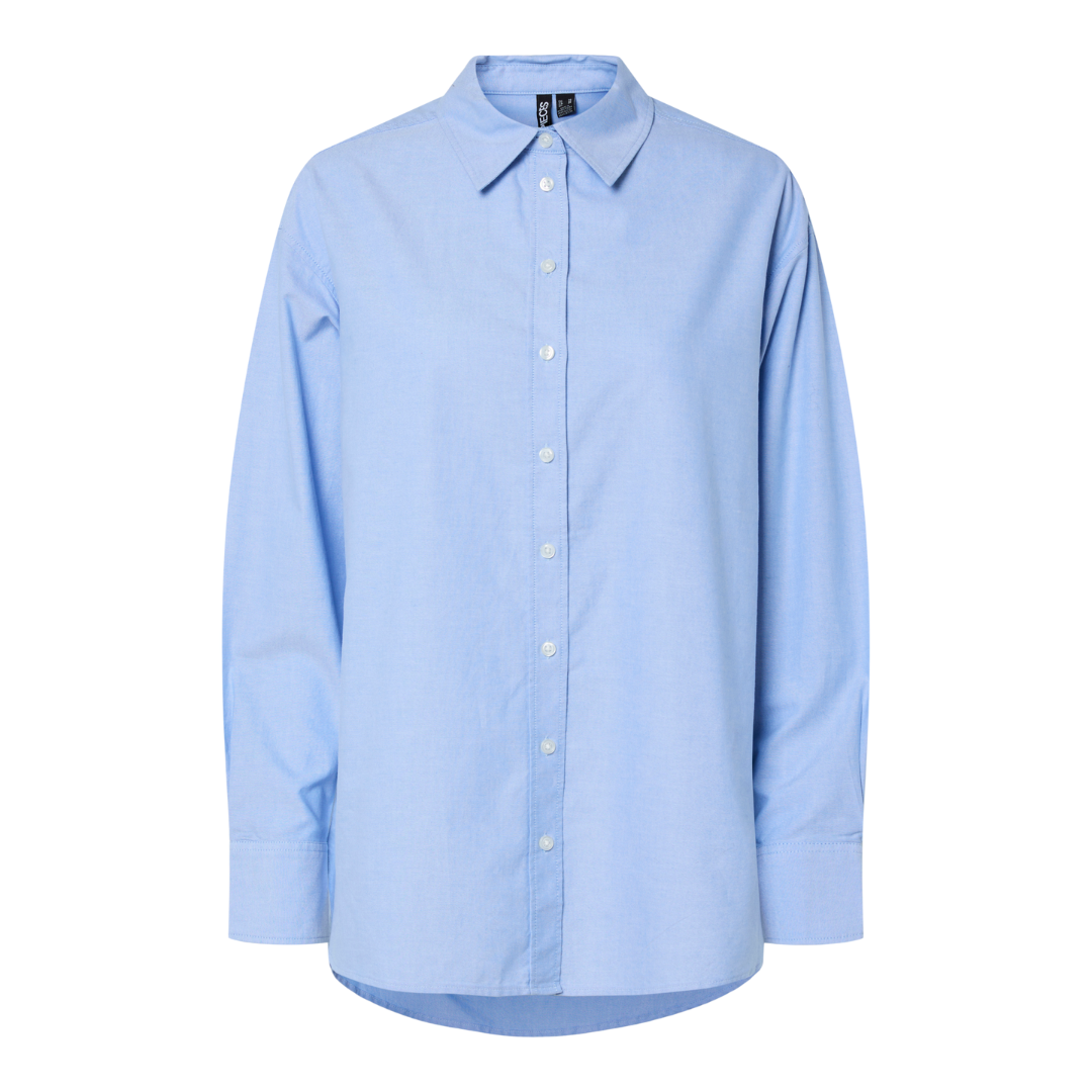 PIECES - SKJORTE - POPPY OXFORD 17155596 - CASHMERE BLUE