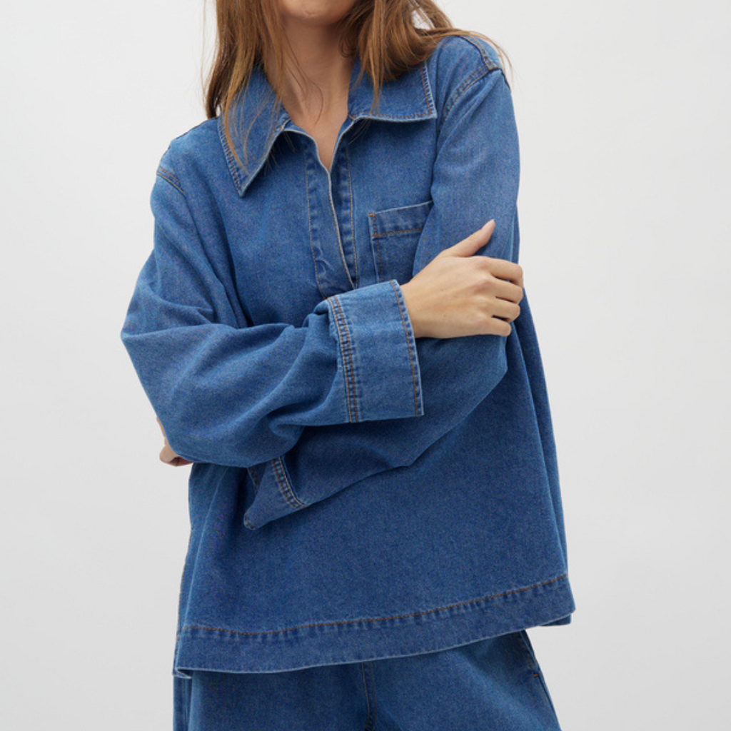GLOBAL FUNK - BLUSE - MAITANA 73410022 - MID VINTAGE BLUE