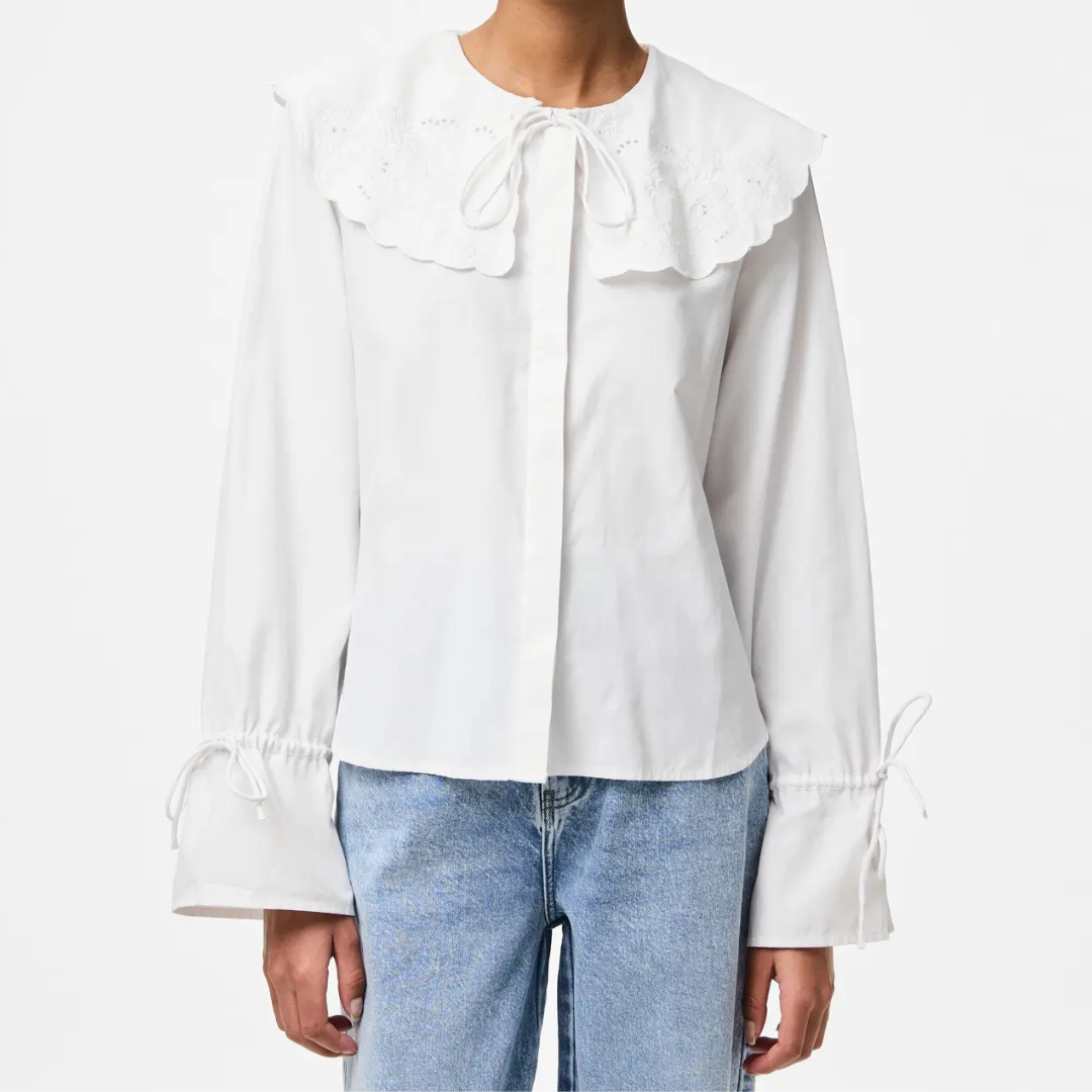 PIECES - SKJORTE - FETINA COLLAR 17161479 - BRIGHT WHITE