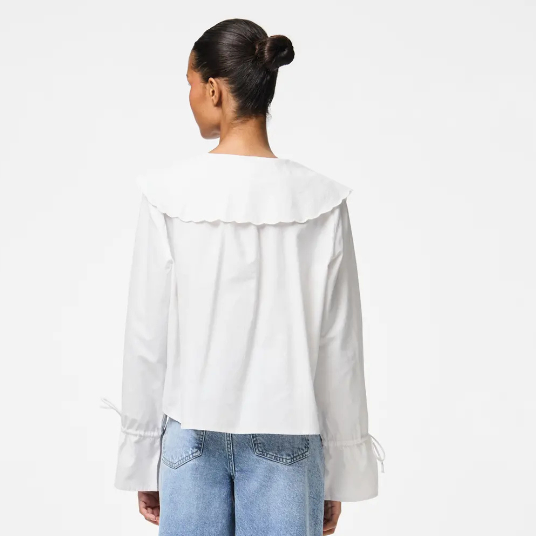 PIECES - SKJORTE - FETINA COLLAR 17161479 - BRIGHT WHITE