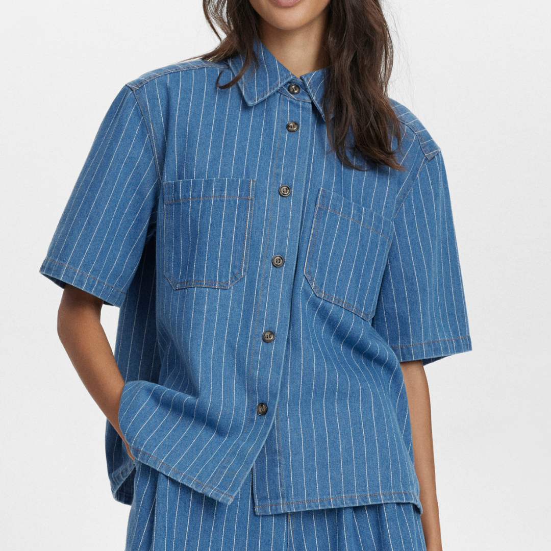 NÜMPH - SKJORTE - LUCIE 705597 - DARK BLUE DENIM
