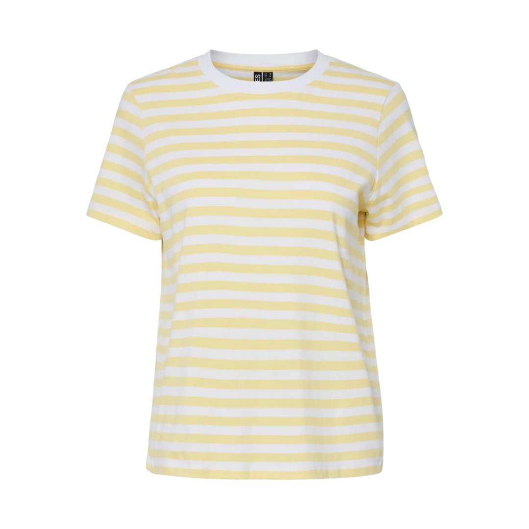 PIECES - T-SHIRT - RIA 17146339 - PALE BANANA/BRIGHT WHITE