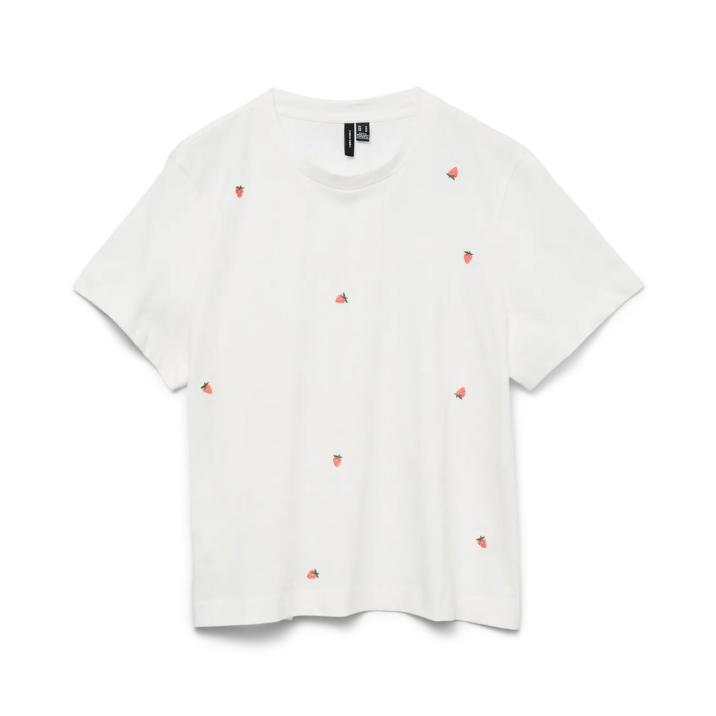 VERO MODA - T-SHIRT - SOLVEI METTE 10325318 - SNOW WHITE PRINT/STRAWBERRIES