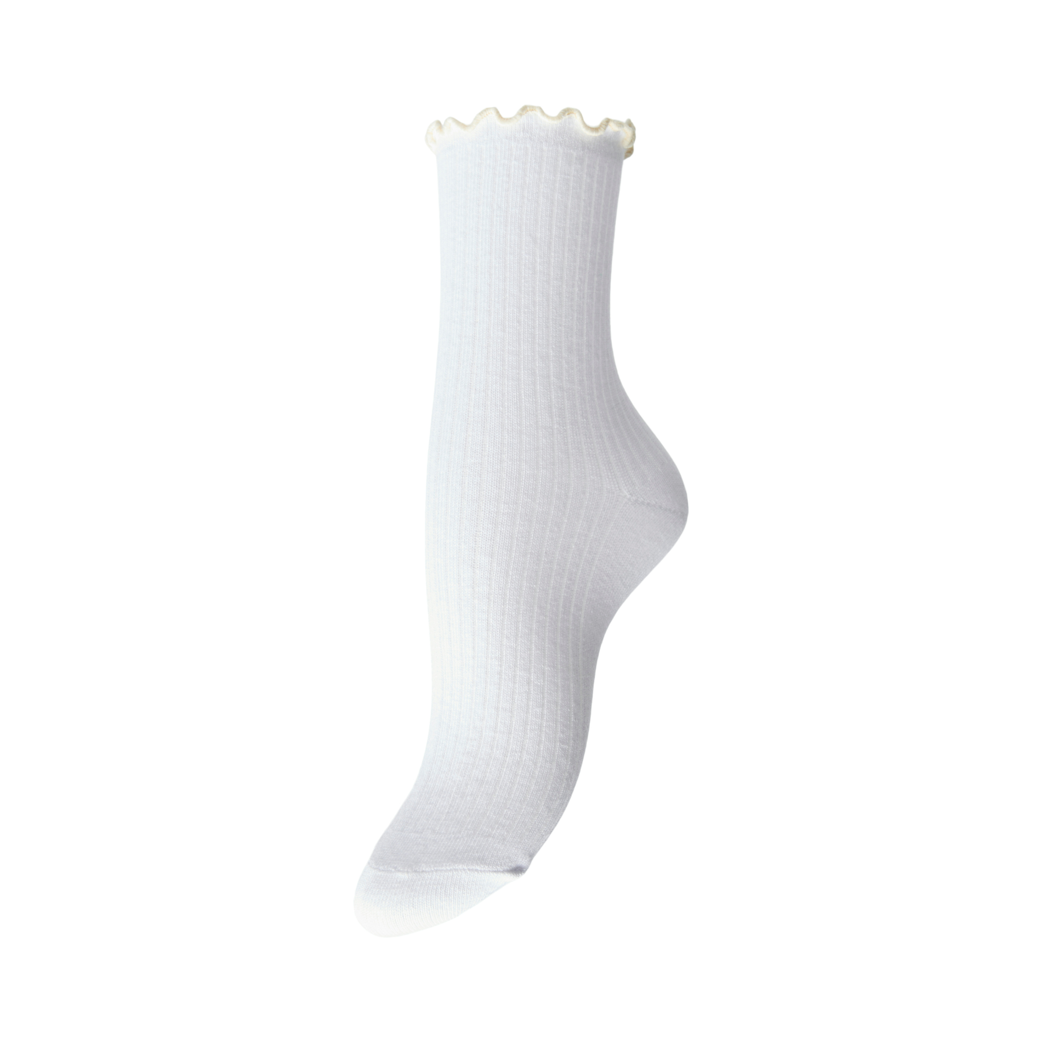 PIECES - STRØMPE - AFIA CONTRAST FRILL 17160900 - SANDSHELL