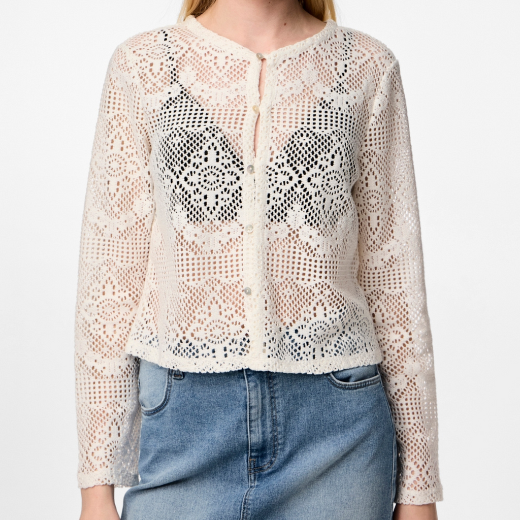 PIECES - CARDIGAN - KADDI 17151088 - CLOUD DANCER