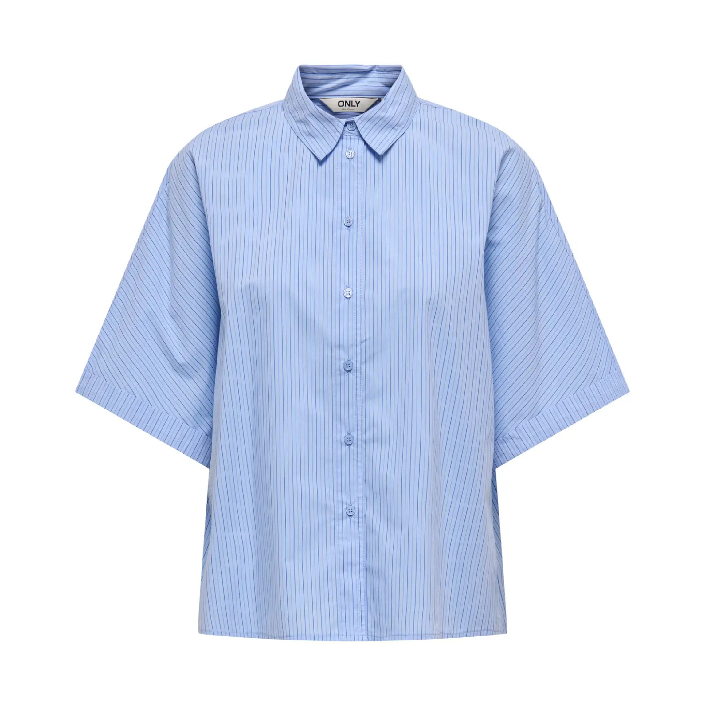 ONLY - SKJORTE - MARI BOXY 15348868 - CASHMERE BLUE/MEDIUM/DARK BLUE STRIPES