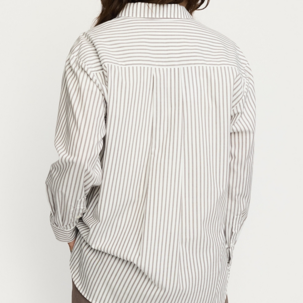 SOFT REBELS - SKJORTE - VERONICA SR125-705 - STRIPED SNOW/WHITE/COFFEE QUARTZ