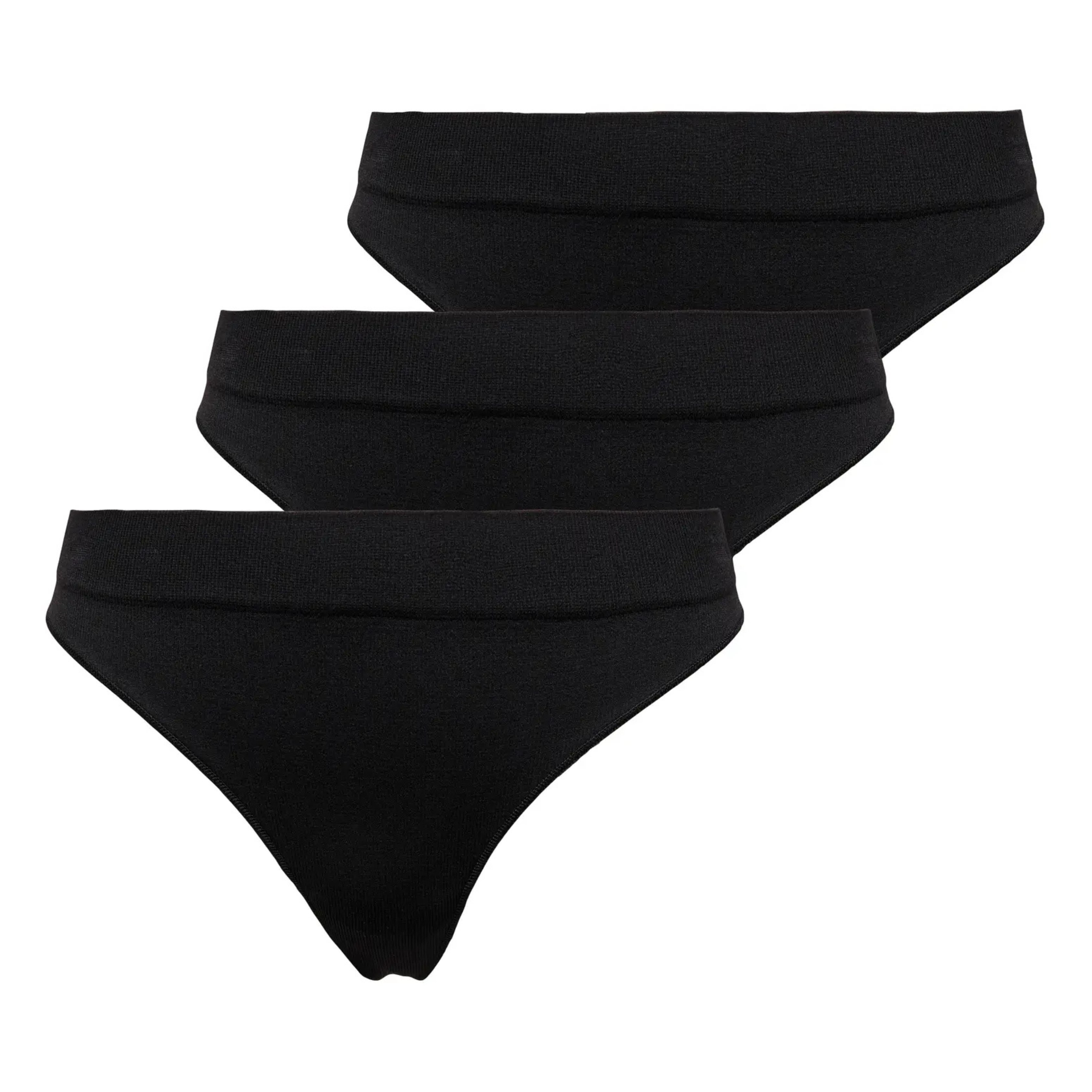 ONLY - 3-PAK G-STRENG - VICKY RIB SEAMLESS 15255203 - SORT