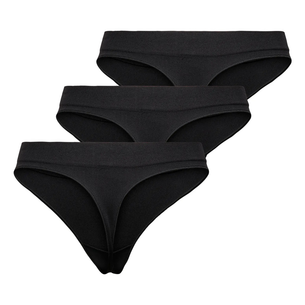 ONLY - 3-PAK G-STRENG - VICKY RIB SEAMLESS 15255203 - SORT