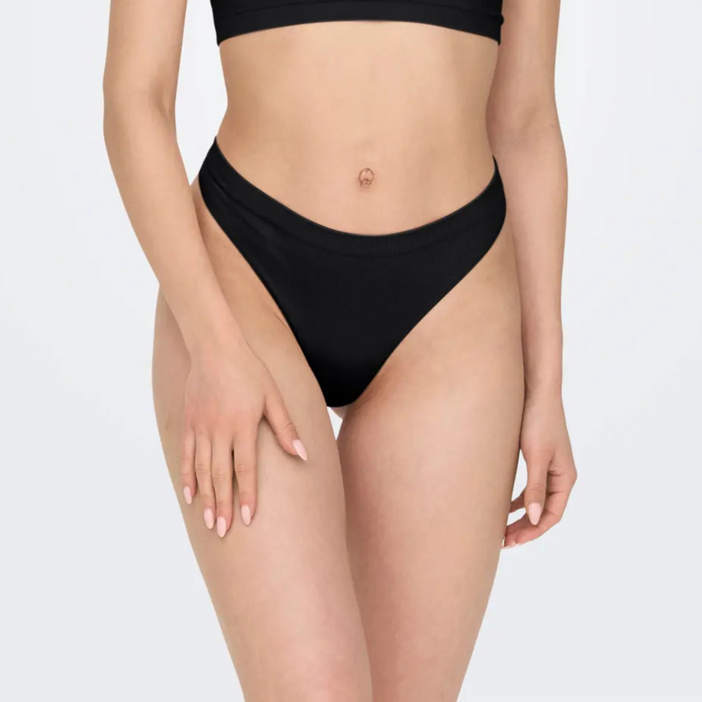 ONLY - 3-PAK G-STRENG - VICKY RIB SEAMLESS 15255203 - SORT