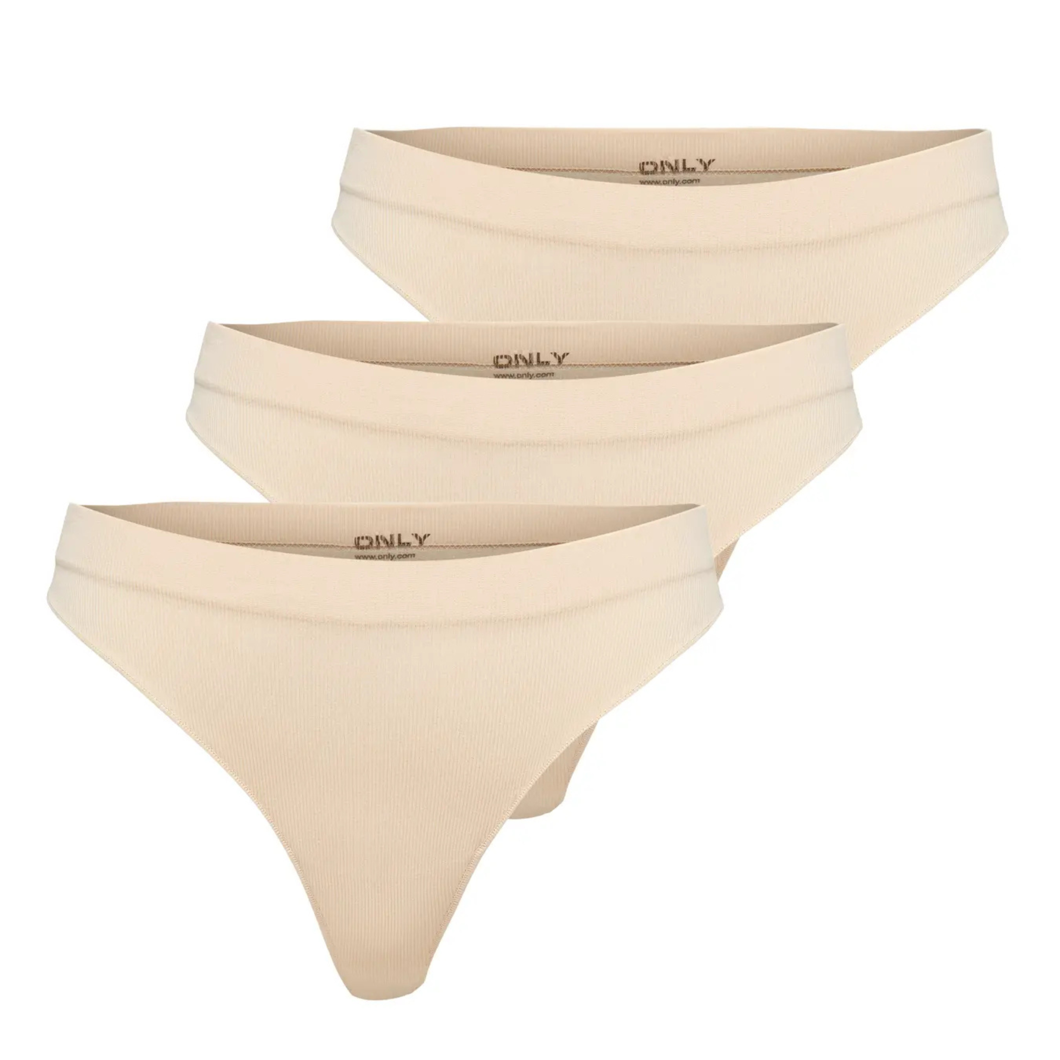ONLY - 3-PAK G-STRENG - VICKY RIB SEAMLESS 15255203 - PEACH TAFFY