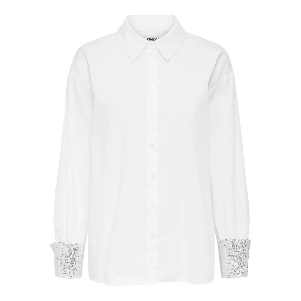 ONLY - SKJORTE - PANAMA 15355828 - BRIGHT WHITE/SEQUINS