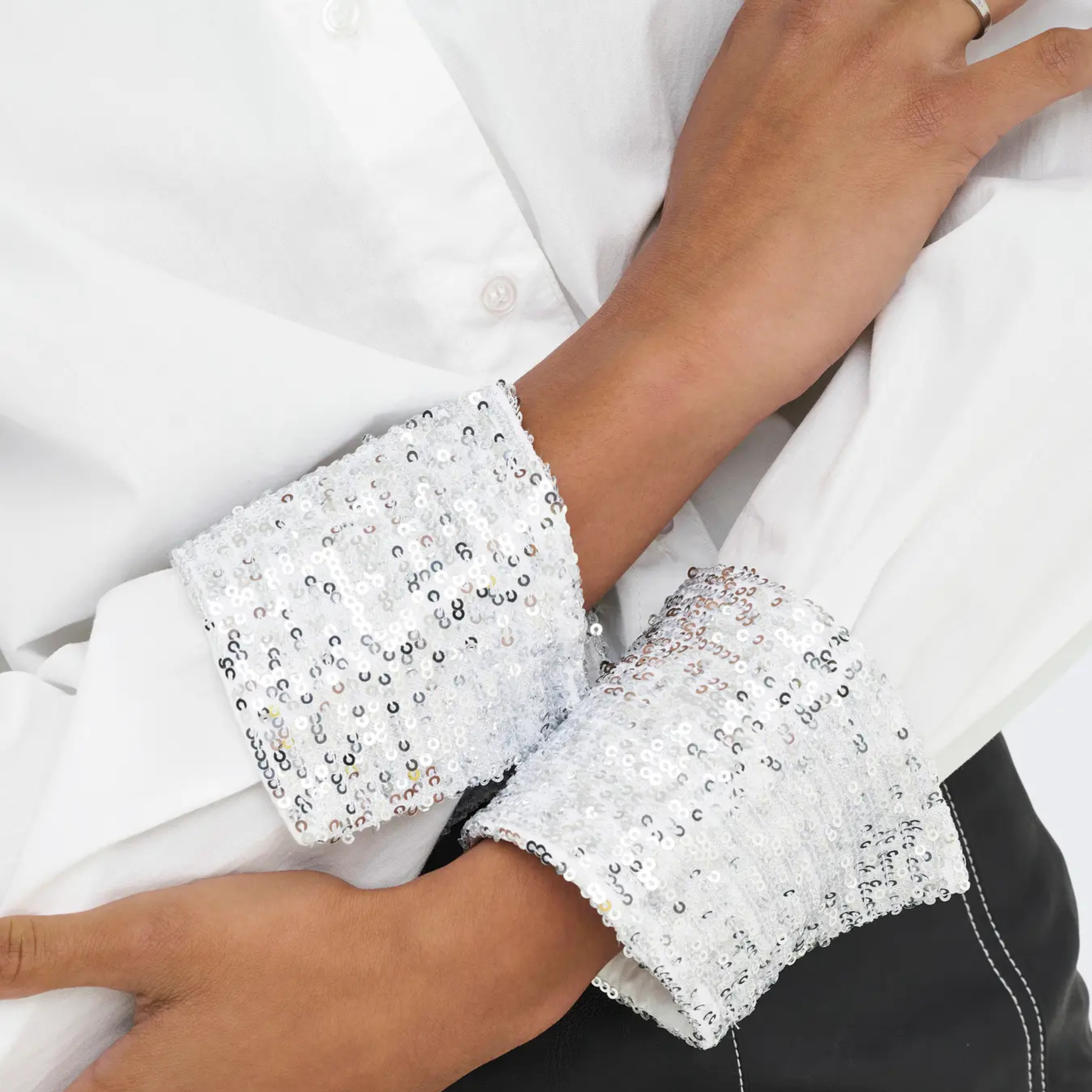 ONLY - SKJORTE - PANAMA 15355828 - BRIGHT WHITE/SEQUINS