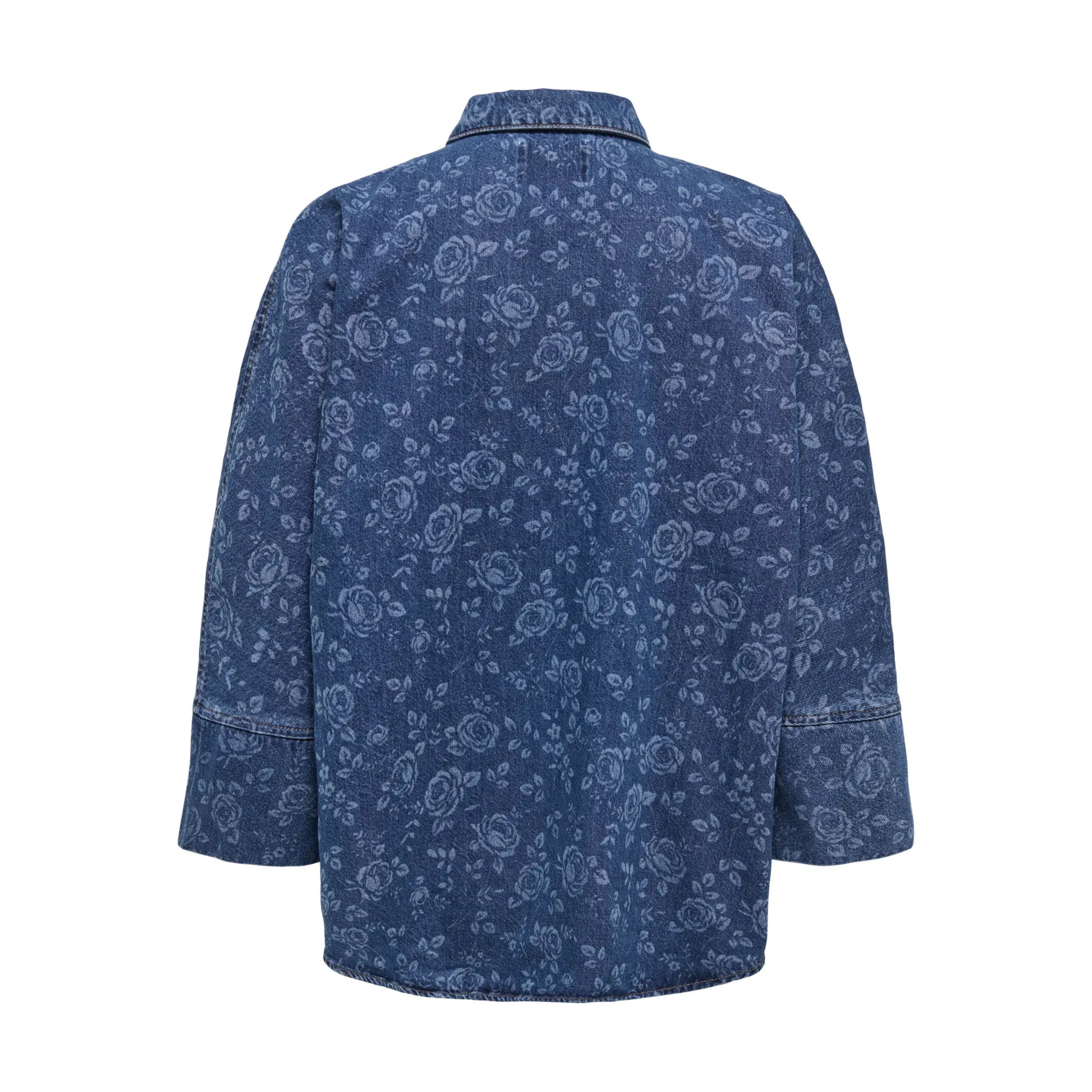 ONLY - SKJORTE - GRACE 15352160 - MEDIUM BLUE DENIM ROSES