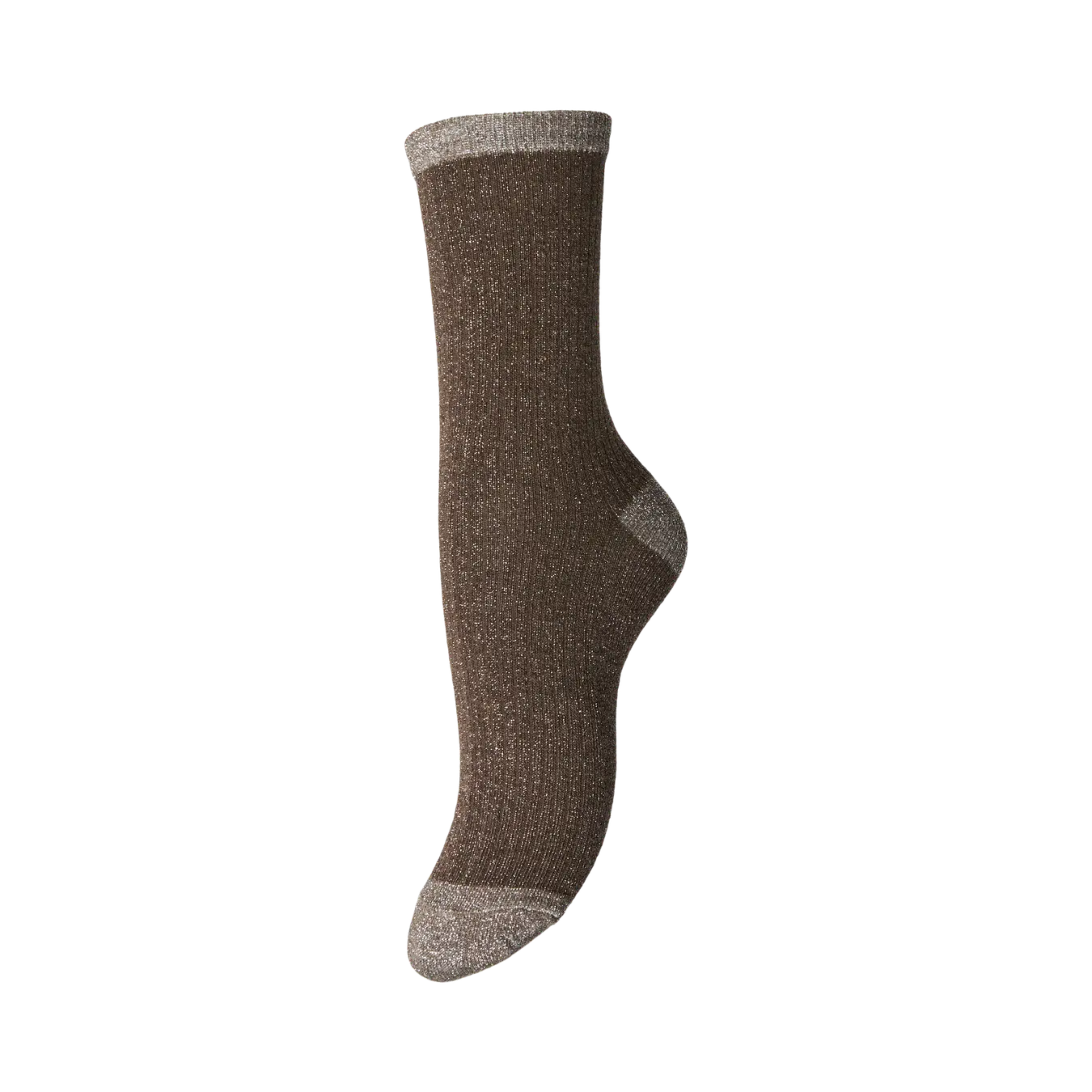 PIECES - GLIMMERSTRØMPE - SEBBY 17158225 - MOREL/TAUPE GRAY