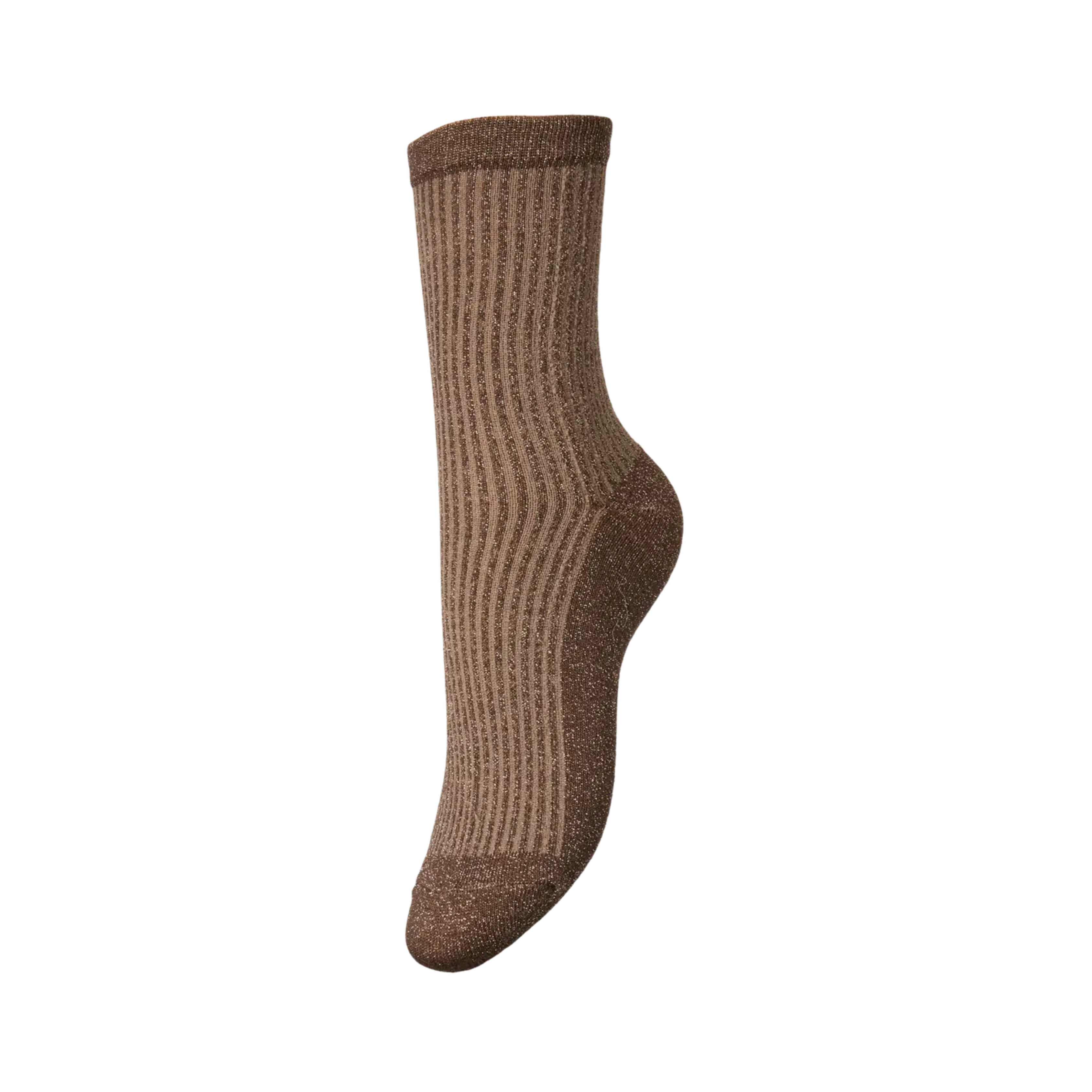 PIECES - GLIMMERSTRØMPE - SEBBY 17151110 - MOREL/TAUPE GRAY