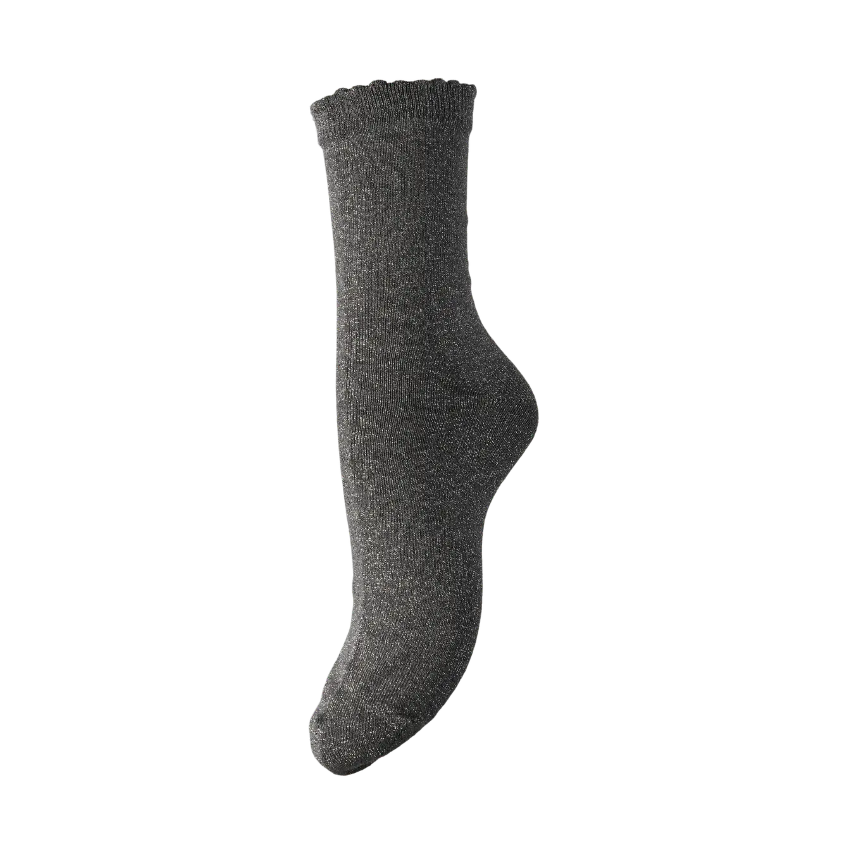 PIECES - GLIMMERSTRØMPE - SEBBY 17078534 - ASPHALT/TONED LUREX