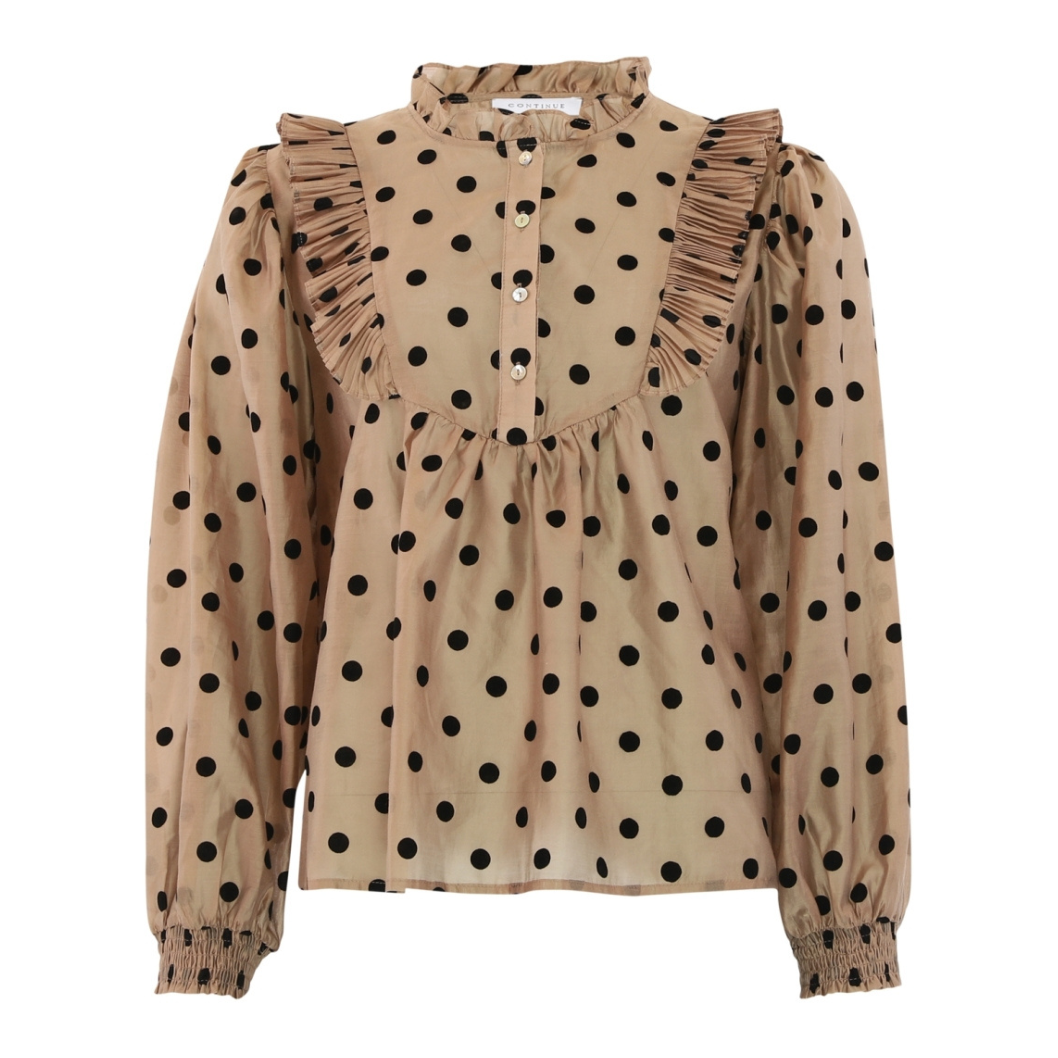CONTINUE - SKJORTE - SILKE DOT 14959 - NOUGAT/BLACK