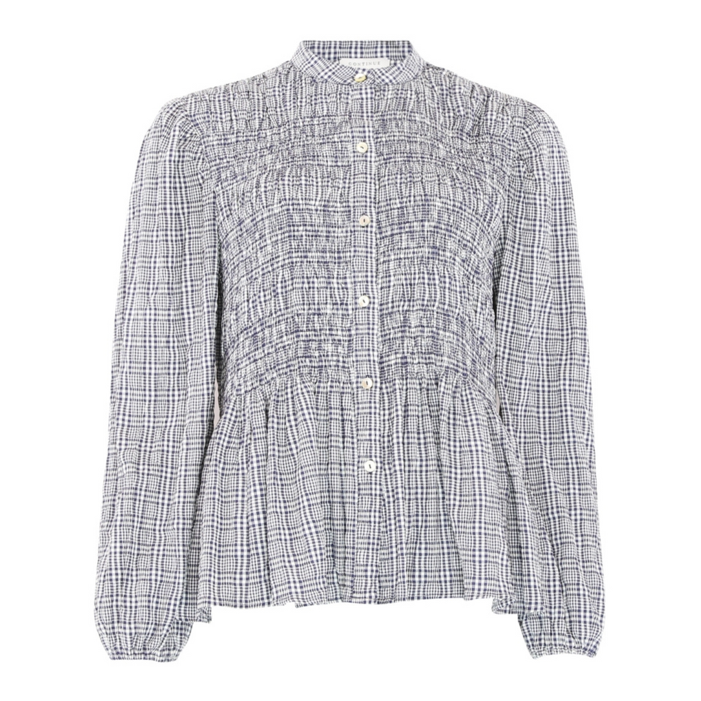 CONTINUE - SKJORTE - CHLOE SMOCK 14998 - BLUE CHECK