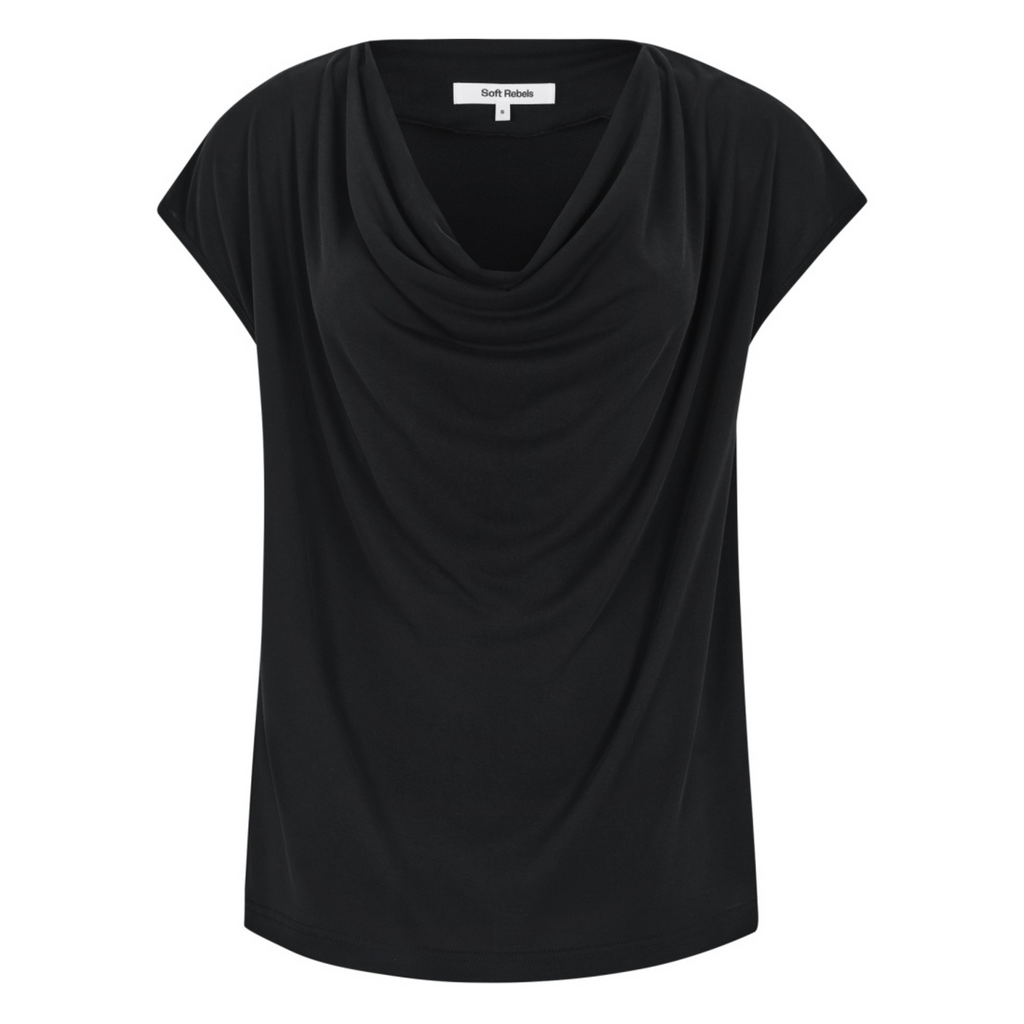 SOFT REBELS - TOP - ELLA DRAPED SR625-302 - SORT
